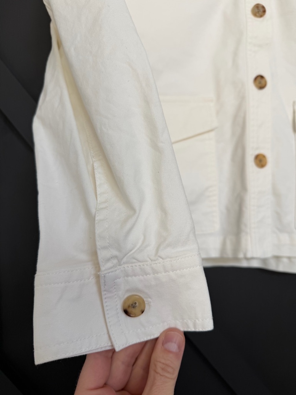 Ann Mashburn Chore Jacket in Cream, Size Large - Picture 5 of 9